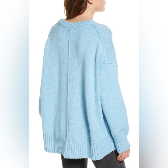 Free People Brookside Knit Sweater Tunic Starlight Blue Oversized - Picture 8 of 10